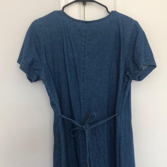 Denim Maxi Dress with Floral Embroidery - Picture 7 of 7